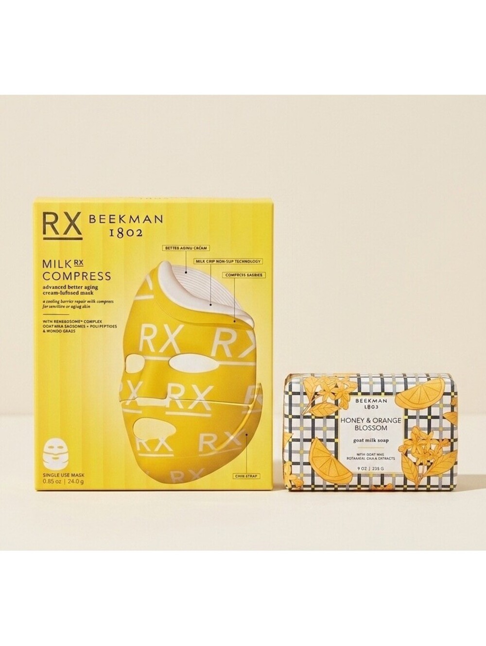 Beekman 1802 [Honey Orange Blossom] Goat Milk Soap + Milk RX Compress Mask New